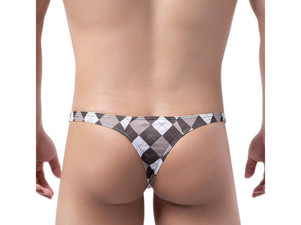 sexy gay man in brown Sexy Plaid Bulging Pouch Thongs | Gay Men Underwear- pridevoyageshop.com - gay men’s underwear and swimwear