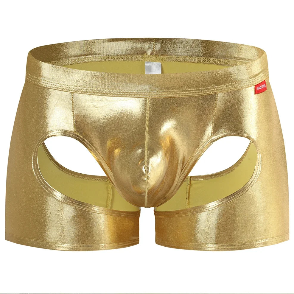 Gold Men’s Metallic Peephole Boxer - pridevoyageshop.com - gay men’s thongs, boxers, briefs and jockstraps