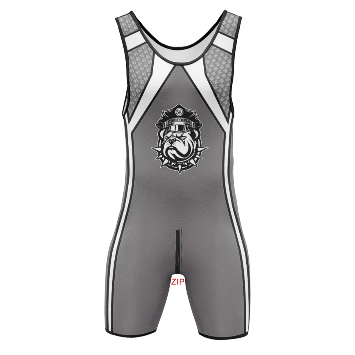 Gray Bulldog Puppy Play Wrestling Singlet with Zipper – Alpha Edition from Pridevoyageshop