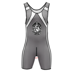 Gray Bulldog Puppy Play Wrestling Singlet with Zipper – Alpha Edition from Pridevoyageshop