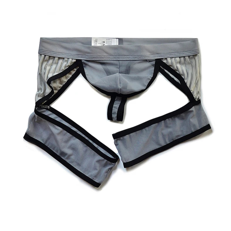 Gray DM Men’s Striped Garter Thong - pridevoyageshop.com - gay men’s thongs, boxers, briefs and jockstraps