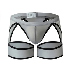 Gray DM Men’s Striped Garter Thong - pridevoyageshop.com - gay men’s thongs, boxers, briefs and jockstraps