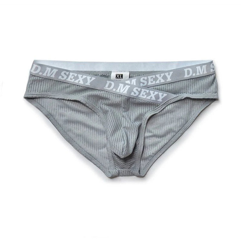 Gray Men’s D.M. Sexy Criss-cross Mesh Brief - pridevoyageshop.com - gay men’s thongs, boxers, briefs and jockstraps