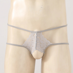 Gray Men’s Double-Strap Peek Hole Laces Jockstrap - pridevoyageshop.com - gay men’s thongs, boxers, briefs and jockstraps