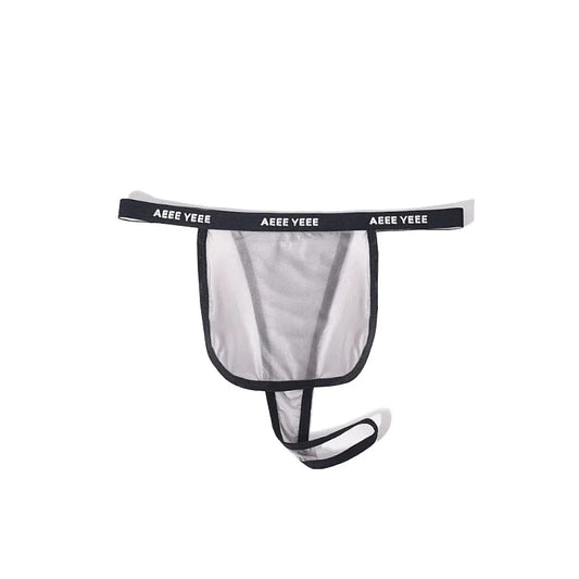 Gray Men’s Reversible Cock-Ring Transparent Curtain T-Thong - pridevoyageshop.com - gay men’s thongs, boxers, briefs and jockstraps