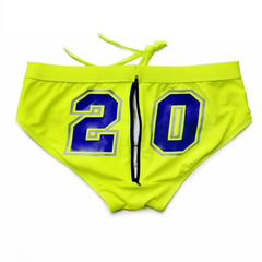 Green Men’s Backdoor Access Zipper Swim Briefs - pridevoyageshop.com - gay men’s sexy swim briefs, trunks, board shorts, and bikinis