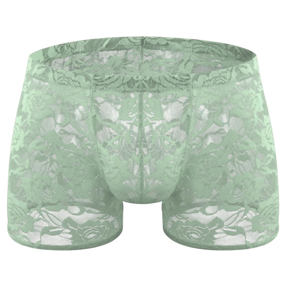 Green Men’s Floral Fetish Lace Boxers - pridevoyageshop.com - gay men’s thongs, boxers, briefs and jockstraps