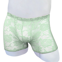Green Men’s Floral Fetish Lace Boxers - pridevoyageshop.com - gay men’s thongs, boxers, briefs and jockstraps