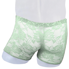 Green Men’s Floral Fetish Lace Boxers - pridevoyageshop.com - gay men’s thongs, boxers, briefs and jockstraps