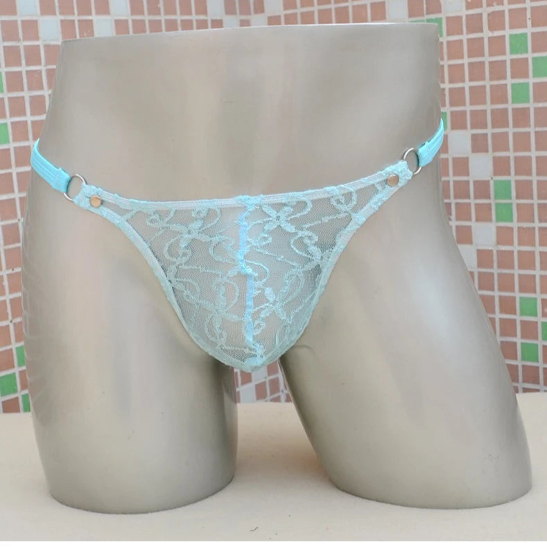 Green Men’s Lace Lockdown Snap Thong - pridevoyageshop.com - gay men’s thongs, boxers, briefs and jockstraps