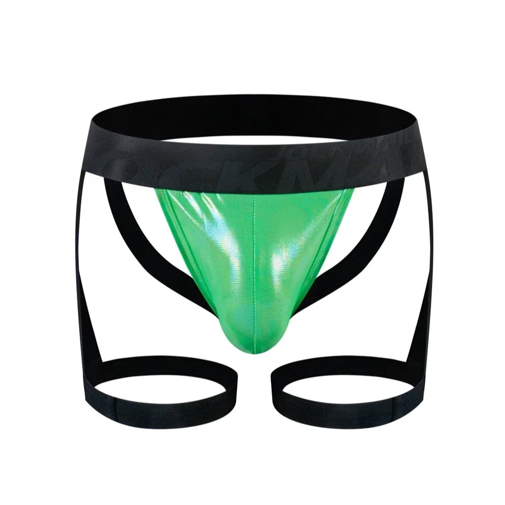 Green Men’s Metallic Thigh-Strap Jockstrap - pridevoyageshop.com - gay men’s thongs, boxers, briefs and jockstraps