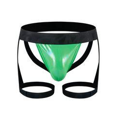 Green Men’s Metallic Thigh-Strap Jockstrap - pridevoyageshop.com - gay men’s thongs, boxers, briefs and jockstraps