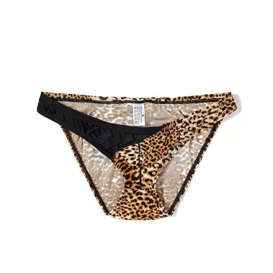 gold Leopard Print and Side Mesh Briefs - pridevoyageshop.com - gay men’s underwear and swimwear