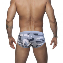 a sexy gay man in gray Men's Urban Camo Swim Briefs - pridevoyageshop.com - gay men’s underwear and swimwear