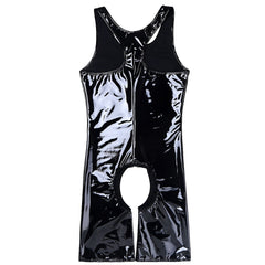 details of Gay Bodysuit | Men's Crotchless Patent Leather Bodysuit - Men's Singlets, Bodysuits, Leotard & Unitard - pridevoyageshop.com