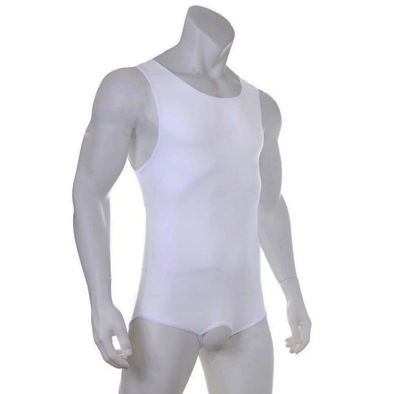 white Gay Bodysuit and Singlet | Show It Off Blackless Bodysuit - Men's Singlets, Bodysuits, Leotard & Unitard - pridevoyageshop.com