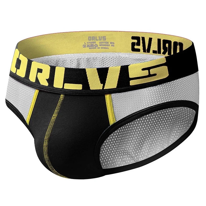 black ORLVS Bold Color See Throu Mesh Briefs - pridevoyageshop.com - gay men’s underwear and swimwear