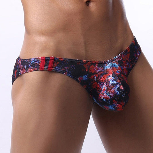 a man in Sapphire Men's Floral Modal U Convex Pouch Briefs Underwear - pridevoyageshop.com - gay men’s underwear and swimwear