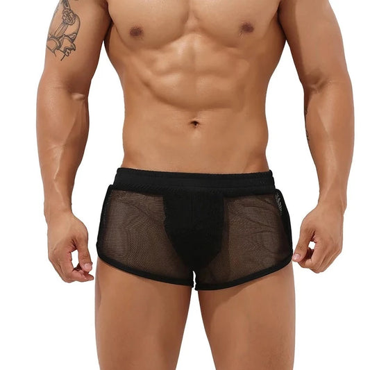 a hot gay man in black Men's Hideaway Mesh Running Shorts - pridevoyageshop.com - gay men’s underwear and swimwear