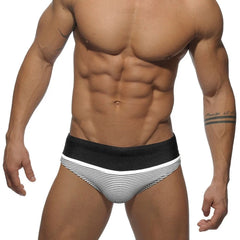 a sexy gay man in black Men's Sailor Stripe Swim Briefs - pridevoyageshop.com - gay men’s underwear and swimwear