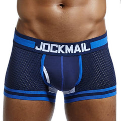 Navy Jockmail - Mens Mesh Boxers: Bulge Pouch Underwear for Male Attraction - pridevoyageshop.com - gay men’s underwear and swimwear