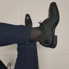 men wears Ribbed Sheer OTC Socks: Men's Sheer Dress Socks for the Sexy Gay Man- pridevoyageshop.com - gay men’s harness, lingerie and fetish wear