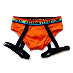 orange DM Pride Rainbow Passion Garter Briefs - pridevoyageshop.com - gay men’s underwear and swimwear