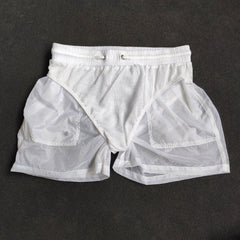 details of white Gay Swimwear & Beachwear | Men's Transparent Swim Trunks - pridevoyageshop.com - gay men’s underwear and swimwear