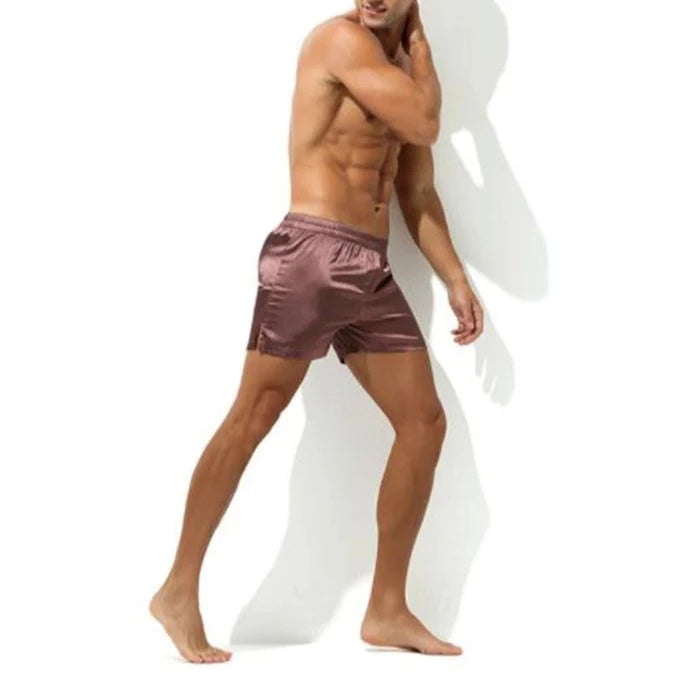 a hot gay man in coffee Men's Ice Silk Lounge Shorts - pridevoyageshop.com - gay men’s underwear and swimwear