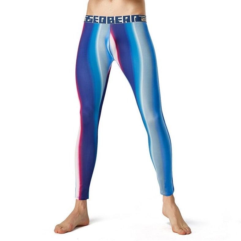 sexy gay man in Tidal blue Gay Leggings | Seobean Aurora Gradient Workout Leggings - pridevoyageshop.com - gay men’s underwear and activewear