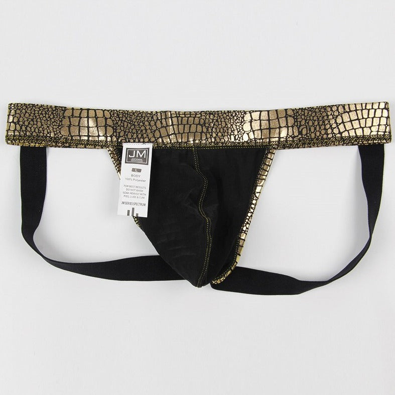 details of Gold Gay Jockstrap: Snakeskin Jockstrap & Erotic Gay Lingerie- pridevoyageshop.com - gay men’s underwear and swimwear