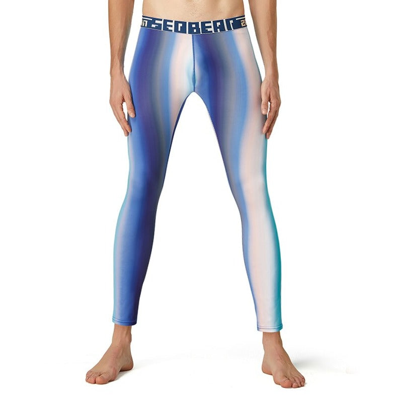 sexy gay man in Aurora Blue Gay Leggings | Seobean Aurora Gradient Workout Leggings - pridevoyageshop.com - gay men’s underwear and activewear