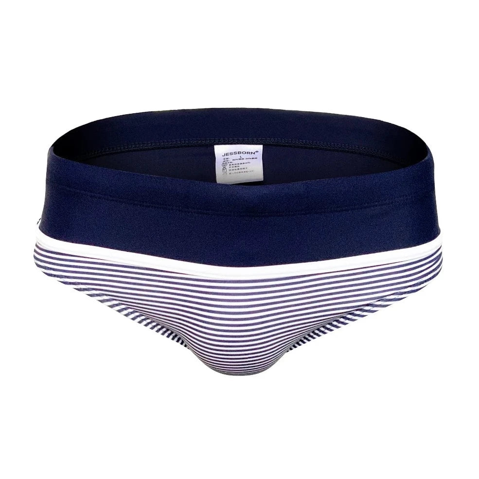 blue Men's Sailor Stripe Swim Briefs - pridevoyageshop.com - gay men’s underwear and swimwear