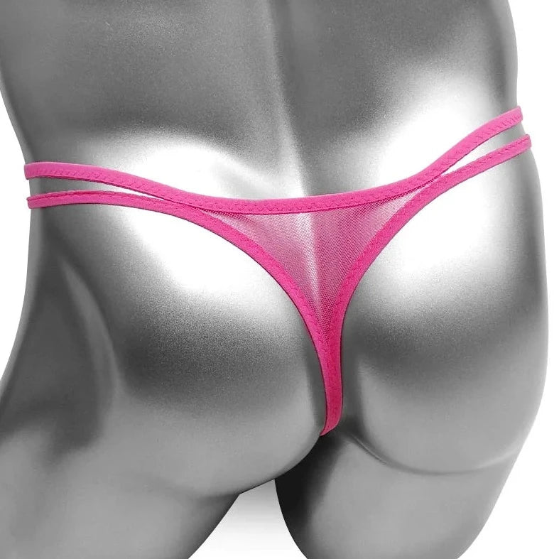 rose red Men's Jasmine G-String Thong with Penis Hole - pridevoyageshop.com - gay men’s bodystocking, lingerie, fishnet and fetish wear