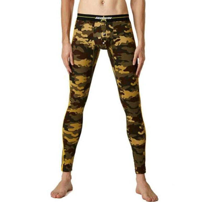 sexy gay man in army green Gay Leggings | Seobean Camouflage Thermal Leggings - pridevoyageshop.com - gay men’s underwear and activewear