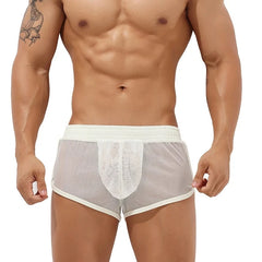 a hot gay man in white Men's Hideaway Mesh Running Shorts - pridevoyageshop.com - gay men’s underwear and swimwear