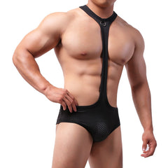 sexy gay man in Gay Bodysuit and Singlet | Men's Black Breathable Mesh Bodysuit - Men's Singlets, Bodysuits, Leotard & Unitard - pridevoyageshop.com