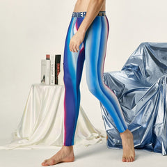 sexy gay man in Tidal blue Gay Leggings | Seobean Aurora Gradient Workout Leggings - pridevoyageshop.com - gay men’s underwear and activewear