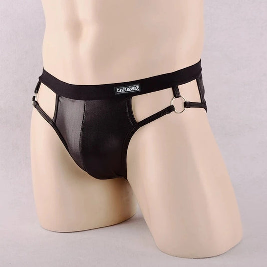 CLEVER-MENMODE Gay Men's Faux Leather Jock Briefs - pridevoyageshop.com - gay men’s underwear and swimwear