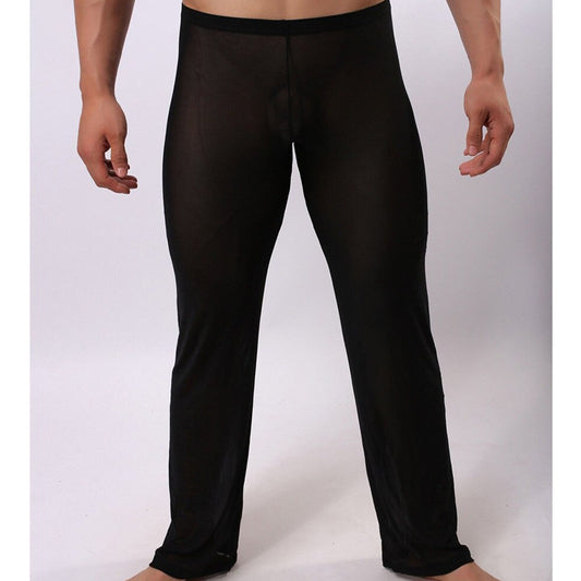 a hot gay man in black Mens Mesh Sheer Stretch Lounge Pants | Gay Loungewear & Pajamas - pridevoyageshop.com - gay pajamas, gay loungewear, gay sleepwear