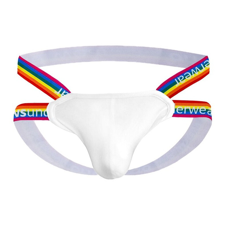 white Gay Jockstraps: Jock Strap Wrestling & Pride Jockstrap- pridevoyageshop.com - gay men’s underwear and swimwear