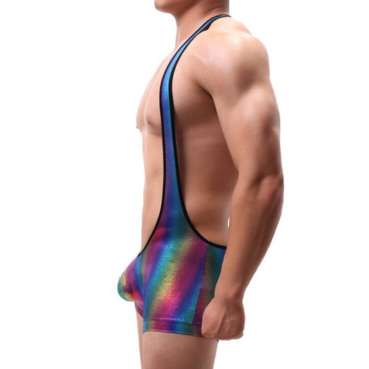 sexy gay man in Gay Singlet and Bodysuit | Men's Rainbow Singlet - Men's Singlets, Bodysuits, Rompers & Jumpsuits - pridevoyageshop.com