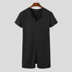 black Unlocked Desire Zipper Romper - pridevoyageshop.com - men's pajamas, men's loungewear, men's sleepwear