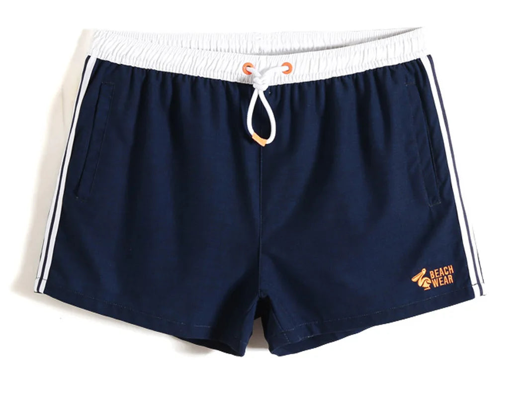 navy Wavy Lines Board Shorts - pridevoyageshop.com - gay men’s underwear and swimwear