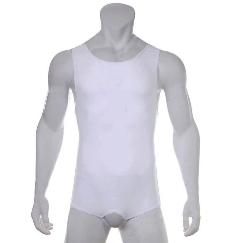 white Gay Bodysuit and Singlet | Show It Off Blackless Bodysuit - Men's Singlets, Bodysuits, Leotard & Unitard - pridevoyageshop.com