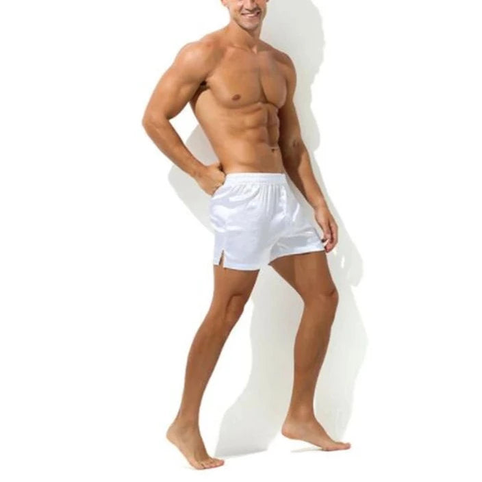 a hot gay man in white Men's Ice Silk Lounge Shorts - pridevoyageshop.com - gay men’s underwear and swimwear