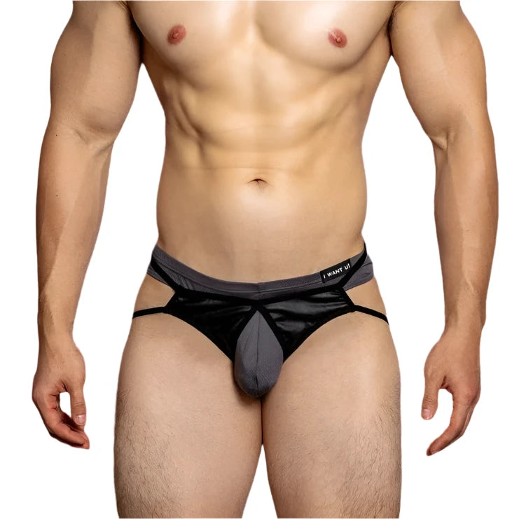 a hot man in dark gray DM Hook-Up Briefs - pridevoyageshop.com - gay men’s thongs, boxers, briefs and jockstraps