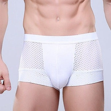 hot man in white Men's Breathable Mesh Pouch Boxer Brief | Gay Underwear- pridevoyageshop.com - gay men’s underwear and swimwear