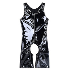 details of Gay Bodysuit | Men's Crotchless Patent Leather Bodysuit - Men's Singlets, Bodysuits, Leotard & Unitard - pridevoyageshop.com