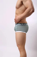 green Brave Person Men's Striped Boxer Briefs - pridevoyageshop.com - gay men’s underwear and swimwear